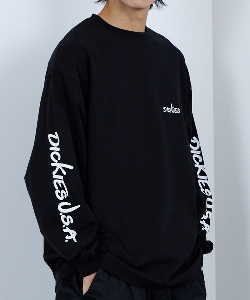 Dickies(ディッキーズ)の「Dickies スリーブプリント 長袖Tシャツ(Tシャツ/カットソー・メンズ・スミクロ/ホワイト/ブラック/ブルー・M/L/XL/XXL)」の2枚目の写真