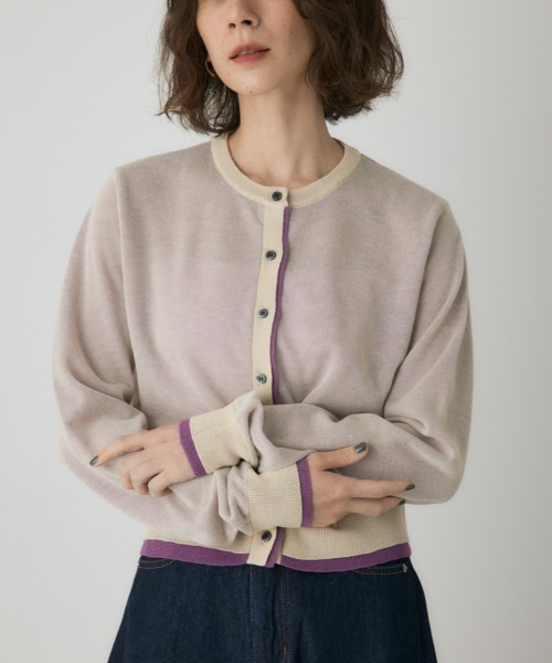 crie conforto(クリーコンフォルト)の「シアーレイヤードカーディガン 秋服 / 冬服 / 長袖 / 羽織り(カーディガン/ボレロ・レディース・ブラック/ライトブルー/パープル・FREE)」の3枚目の写真