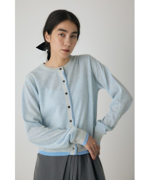 crie conforto(クリーコンフォルト)の「シアーレイヤードカーディガン 秋服 / 冬服 / 長袖 / 羽織り(カーディガン/ボレロ・レディース・ブラック/ライトブルー/パープル・FREE)」の6枚目の写真