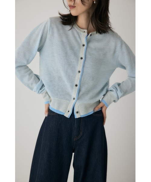 crie conforto(クリーコンフォルト)の「シアーレイヤードカーディガン 秋服 / 冬服 / 長袖 / 羽織り(カーディガン/ボレロ・レディース・ブラック/ライトブルー/パープル・FREE)」の9枚目の写真