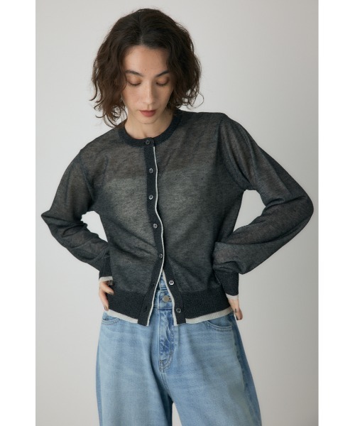 crie conforto(クリーコンフォルト)の「シアーレイヤードカーディガン 秋服 / 冬服 / 長袖 / 羽織り(カーディガン/ボレロ・レディース・ブラック/ライトブルー/パープル・FREE)」の5枚目の写真