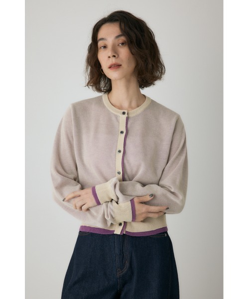 crie conforto(クリーコンフォルト)の「シアーレイヤードカーディガン 秋服 / 冬服 / 長袖 / 羽織り(カーディガン/ボレロ・レディース・ブラック/ライトブルー/パープル・FREE)」の4枚目の写真