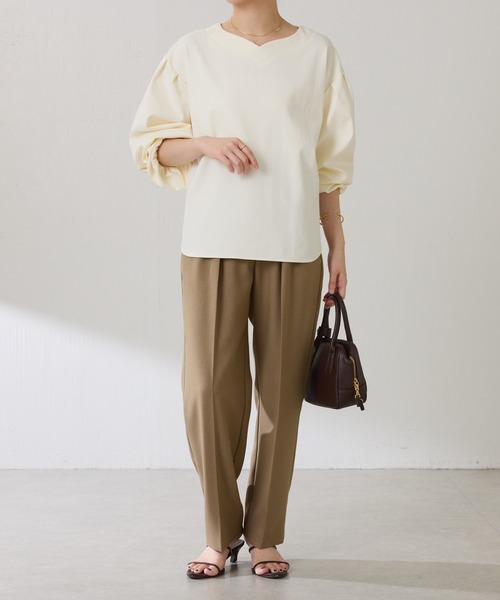 COLLAGE GALLARDAGALANTE（コラージュガリャルダガランテ）の「ウールライクテーパードパンツ/セットアップ可（その他パンツ・レディース・ベージュ/ネイビー/ブルー・0/1）」の4枚目の写真