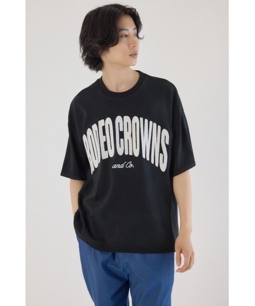 RODEO CROWNS WIDE BOWL(ロデオクラウンズワイドボウル)の「メンズCURVE LOGOコンビニットトップス(ニット/セーター・メンズ・アイボリー/ブラック/カーキ・LARGE/MEDIUM)」の2枚目の写真