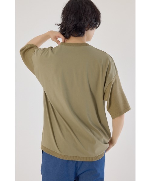 RODEO CROWNS WIDE BOWL(ロデオクラウンズワイドボウル)の「メンズCURVE LOGOコンビニットトップス(ニット/セーター・メンズ・アイボリー/ブラック/カーキ・LARGE/MEDIUM)」の4枚目の写真
