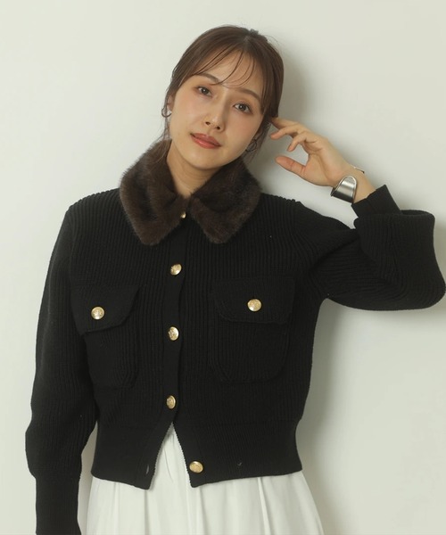 d*7様 ブルマリン　リアルファー襟ニット ファートリムカラーニット | ニット | NOELA OFFICIAL WEB STORE