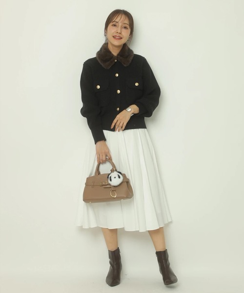 Apuweiser-riche 袖ファーニットプルオーバー 衿ファーニットブルゾン