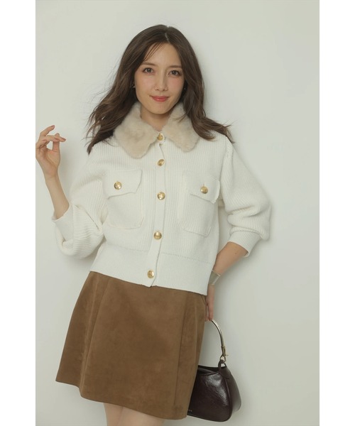 Apuweiser-riche（アプワイザーリッシェ）の「衿ファーニットブルゾン（ニット/セーター・レディース・レッド/ブラウン/ホワイト/ブラック・2/1）」の15枚目の写真