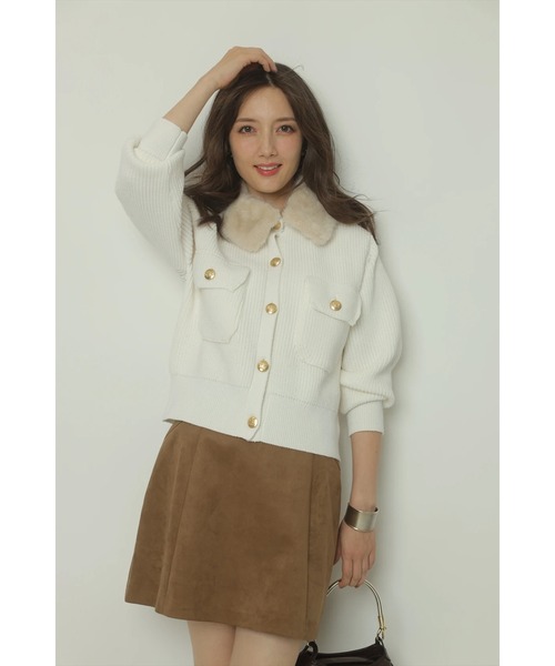 Apuweiser-riche（アプワイザーリッシェ）の「衿ファーニットブルゾン（ニット/セーター・レディース・レッド/ブラウン/ホワイト/ブラック・2/1）」の16枚目の写真