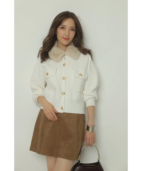 Apuweiser-riche（アプワイザーリッシェ）の「衿ファーニットブルゾン（ニット/セーター・レディース・レッド/ブラウン/ホワイト/ブラック・2/1）」の17枚目の写真