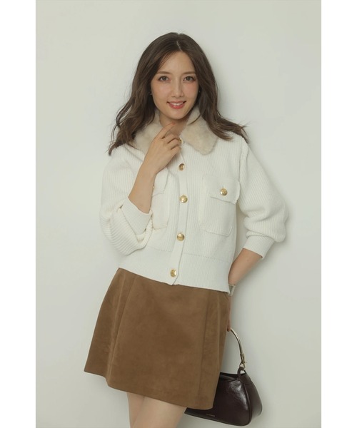 Apuweiser-riche（アプワイザーリッシェ）の「衿ファーニットブルゾン（ニット/セーター・レディース・レッド/ブラウン/ホワイト/ブラック・2/1）」の18枚目の写真