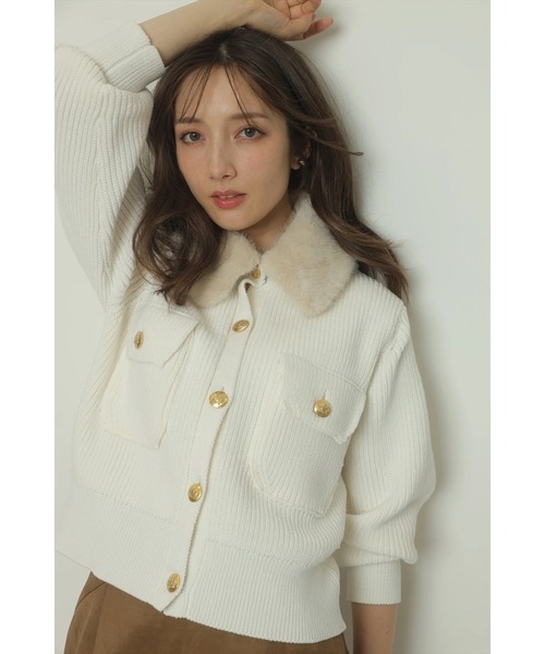 Apuweiser-riche（アプワイザーリッシェ）の「衿ファーニットブルゾン（ニット/セーター・レディース・レッド/ブラウン/ホワイト/ブラック・2/1）」の22枚目の写真