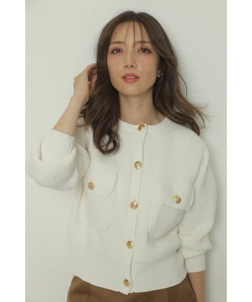 衿ファーニットブルゾン（ニット/セーター）｜Apuweiser-riche