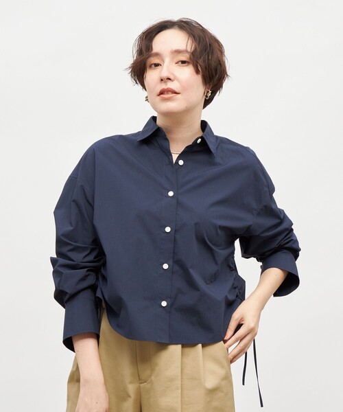 NOLLEY’S(ノーリーズ)の「MY STANDARD ショートシャツ(シャツ/ブラウス・レディース・ホワイト/ブルー系その他3/ダークネイビー・FREE)」の1枚目の写真