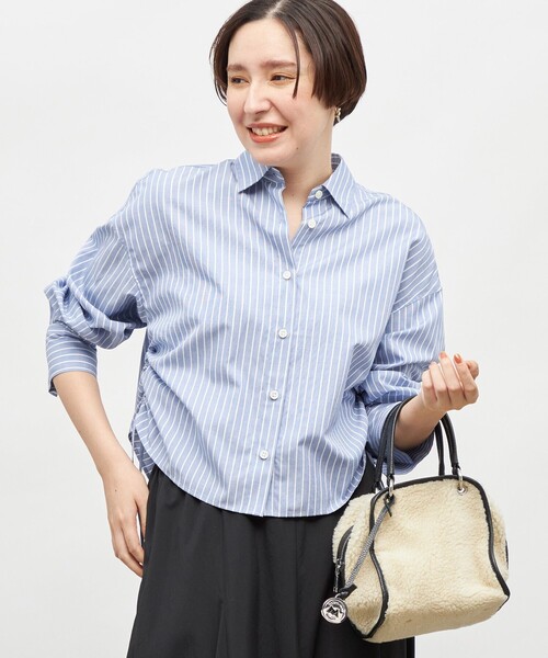 NOLLEY’S(ノーリーズ)の「MY STANDARD ショートシャツ(シャツ/ブラウス・レディース・ホワイト/ブルー系その他3/ダークネイビー・FREE)」の9枚目の写真