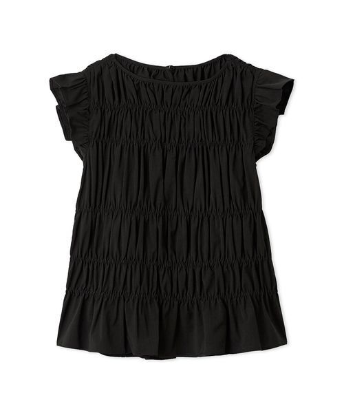 Mila Owen（ミラオーウェン）の「ラッフルシャーリングギャザートップス（Tシャツ/カットソー・レディース・ダークブラウン/ライトブルー/その他・1/0）」の2枚目の写真