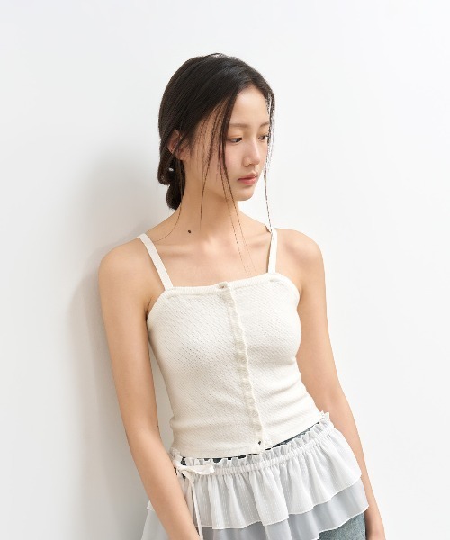 GENERAL IDEA(ジェネラルアイデア)の「GENERAL IDEA/ジェネラルアイディア button up knit bustier ビスチェ(キャミソール・レディース・ブラック/ホワイト/ピンク・M/L/S)」の1枚目の写真