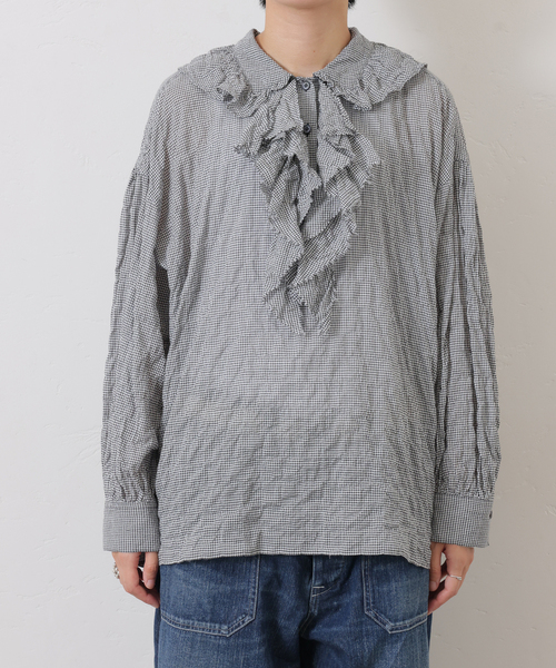 JOURNAL STANDARD LUXE（ジャーナルスタンダード　ラックス）の「ラッフルフリルプルオーバーシャツ（シャツ/ブラウス・レディース・ブラック/ホワイト・FREE）」の13枚目の写真