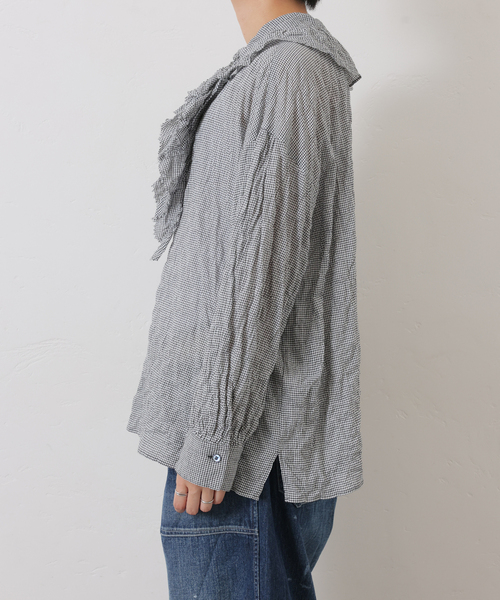 JOURNAL STANDARD LUXE（ジャーナルスタンダード　ラックス）の「ラッフルフリルプルオーバーシャツ（シャツ/ブラウス・レディース・ブラック/ホワイト・FREE）」の14枚目の写真