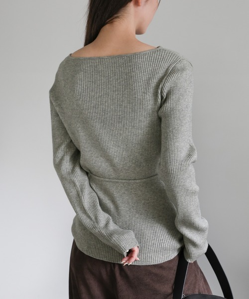 select MOCA（セレクトモカ）の「アシメネックウエストリボンニット（ニット/セーター・レディース・ブラック/グレー/アイボリー・FREE）」の11枚目の写真