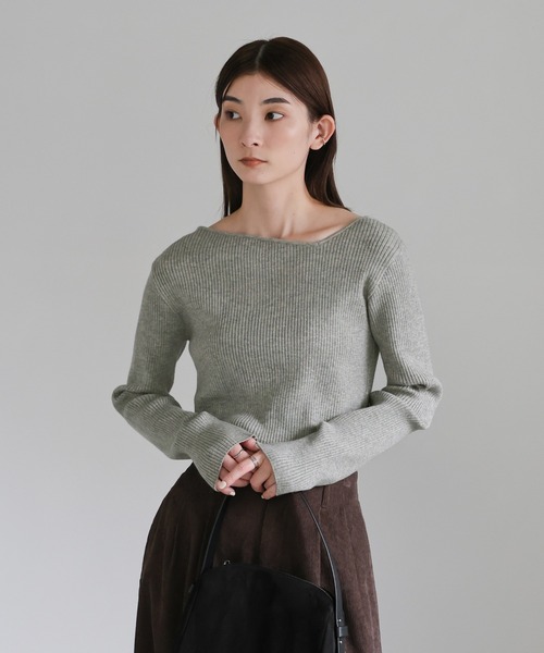 select MOCA（セレクトモカ）の「アシメネックウエストリボンニット（ニット/セーター・レディース・ブラック/グレー/アイボリー・FREE）」の14枚目の写真