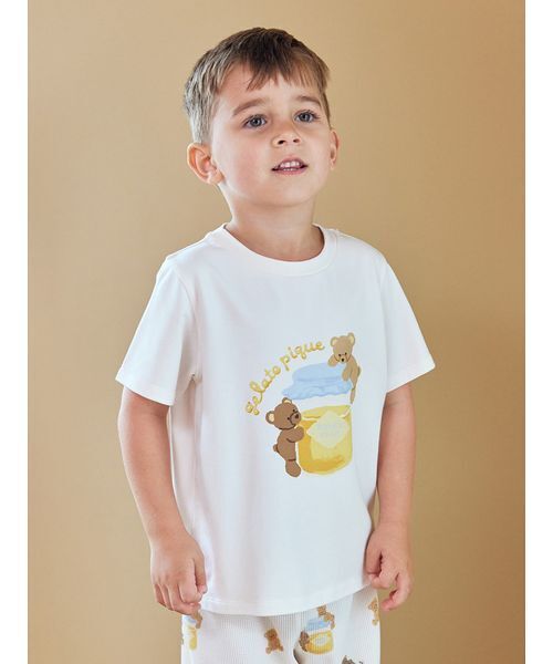 gelato pique（ジェラートピケ）の「【KIDS】はちみつベア柄ワンポイントTシャツ（ルームウェア/パジャマ・キッズ・オフホワイト・90/100/110/120）」の20枚目の写真