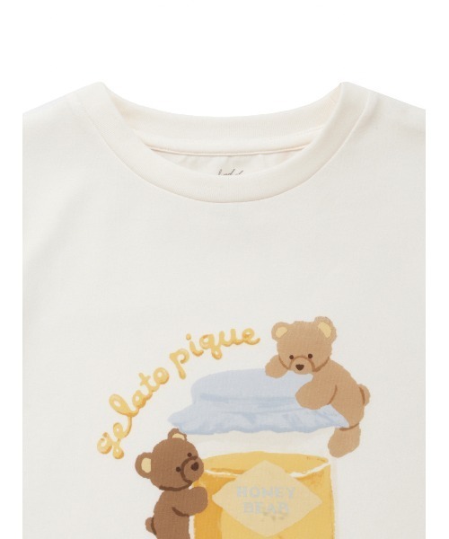 gelato pique（ジェラートピケ）の「【KIDS】はちみつベア柄ワンポイントTシャツ（ルームウェア/パジャマ・キッズ・オフホワイト・90/100/110/120）」の9枚目の写真