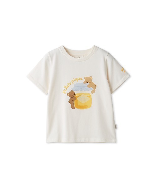 gelato pique（ジェラートピケ）の「【KIDS】はちみつベア柄ワンポイントTシャツ（ルームウェア/パジャマ・キッズ・オフホワイト・90/100/110/120）」の14枚目の写真