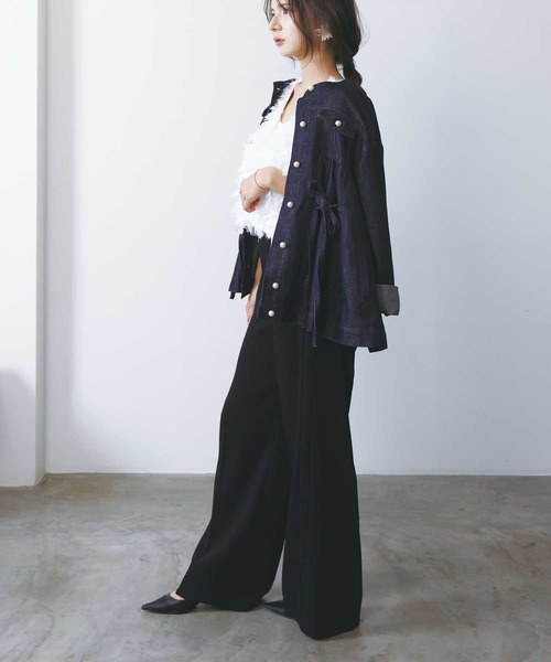 PICCIN（ピッチン）の「ラメデニムリボンジャケット（デニムジャケット・レディース・ブルー・M）」の10枚目の写真