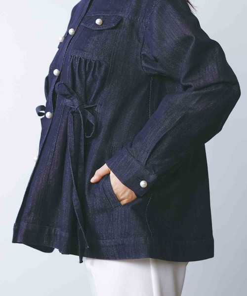 PICCIN（ピッチン）の「ラメデニムリボンジャケット（デニムジャケット・レディース・ブルー・M）」の13枚目の写真