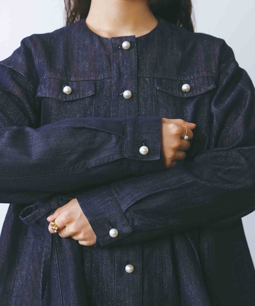 PICCIN（ピッチン）の「ラメデニムリボンジャケット（デニムジャケット・レディース・ブルー・M）」の14枚目の写真