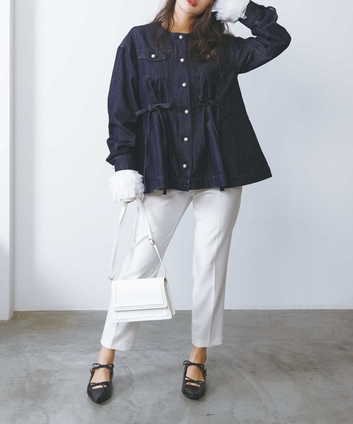 PICCIN（ピッチン）の「ラメデニムリボンジャケット（デニムジャケット・レディース・ブルー・M）」の5枚目の写真