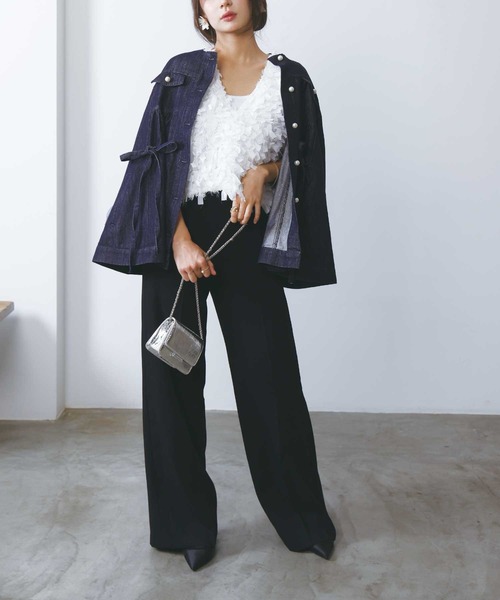 PICCIN（ピッチン）の「ラメデニムリボンジャケット（デニムジャケット・レディース・ブルー・M）」の9枚目の写真