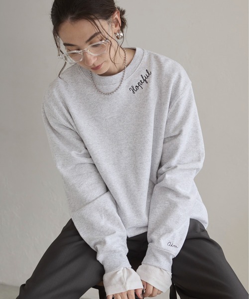 刺繍入りグレー スウェット トレーナー GANNI 花柄刺繍スウェット