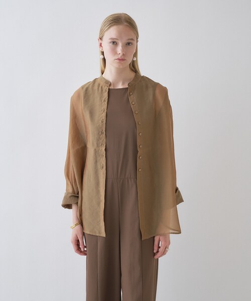 cloenc（クロエンス）の「【手洗い可】ワイドカフスシアーシャツ（シャツ/ブラウス・レディース・ブラック/カーキ/ライトベージュ・02）」の3枚目の写真