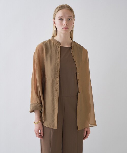 cloenc（クロエンス）の「【手洗い可】ワイドカフスシアーシャツ（シャツ/ブラウス・レディース・ブラック/カーキ/ライトベージュ・02）」の22枚目の写真