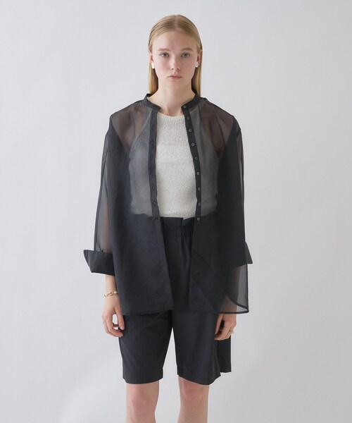 cloenc（クロエンス）の「【手洗い可】ワイドカフスシアーシャツ（シャツ/ブラウス・レディース・ブラック/カーキ/ライトベージュ・02）」の7枚目の写真