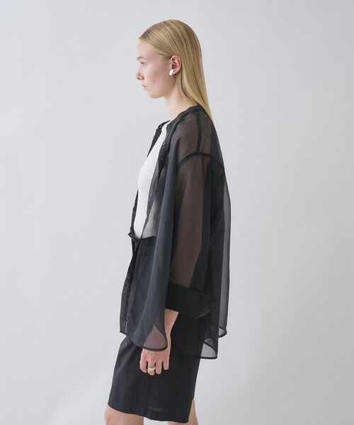 cloenc（クロエンス）の「【手洗い可】ワイドカフスシアーシャツ（シャツ/ブラウス・レディース・ブラック/カーキ/ライトベージュ・02）」の9枚目の写真