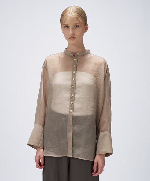 cloenc（クロエンス）の「【手洗い可】ワイドカフスシアーシャツ（シャツ/ブラウス・レディース・ブラック/カーキ/ライトベージュ・02）」の14枚目の写真