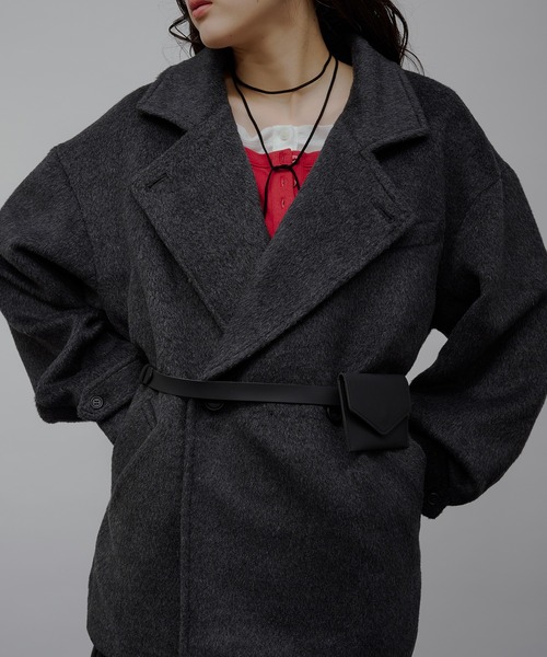 MUHET シャギーハーフコート / shaggy half coat ブラック セール】shaggy half coat / シャギーハーフコート（その他アウター