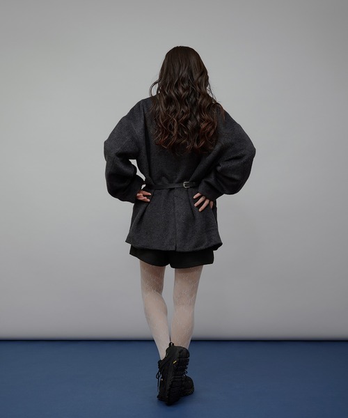 MUHET シャギーハーフコート / shaggy half coat ブラック セール】shaggy half coat / シャギーハーフコート（その他アウター