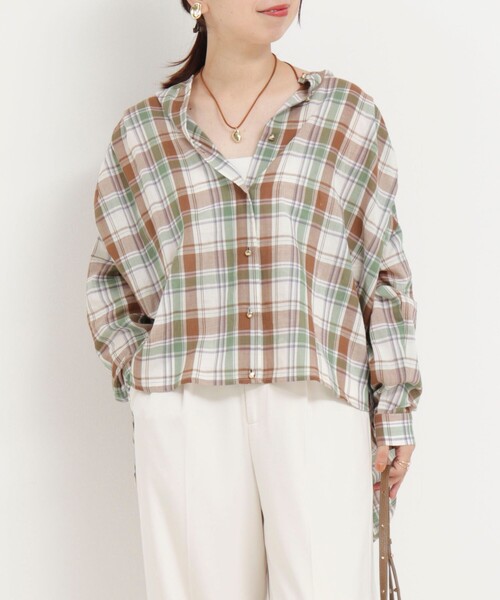 MICO COULIER(ミコクリエ)の「チェックギャザーブラウス(シャツ/ブラウス・レディース・ブラウン系その他/ブルー系その他/レッド系その他・38)」の2枚目の写真