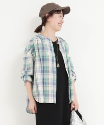 チェックギャザーブラウス