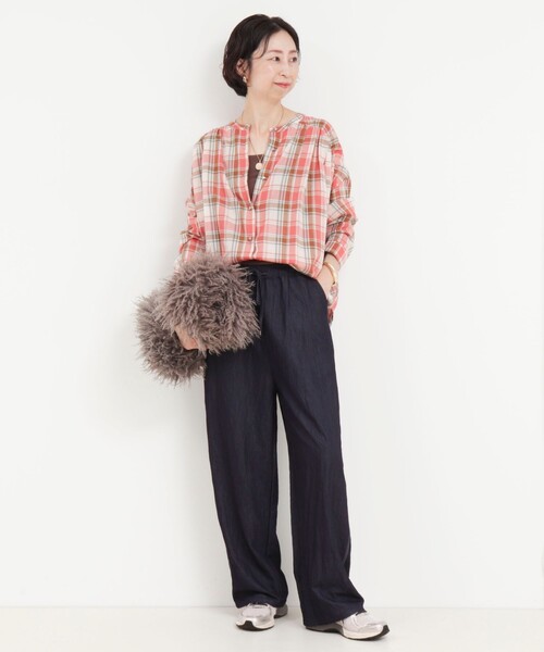 MICO COULIER(ミコクリエ)の「チェックギャザーブラウス(シャツ/ブラウス・レディース・ブラウン系その他/ブルー系その他/レッド系その他・38)」の4枚目の写真