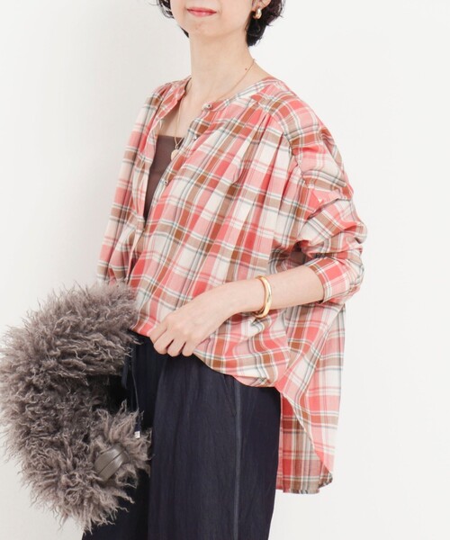 MICO COULIER(ミコクリエ)の「チェックギャザーブラウス(シャツ/ブラウス・レディース・ブラウン系その他/ブルー系その他/レッド系その他・38)」の7枚目の写真