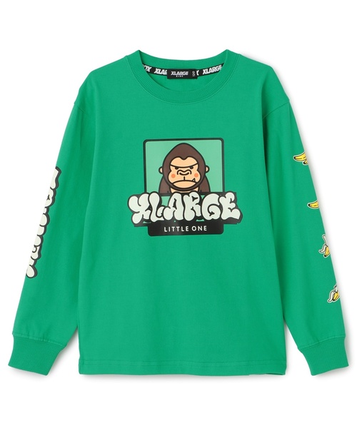 XLARGE KIDS（エクストララージキッズ）の「ファニーゴリラ&グラフィティ蓄光プリント長袖Tシャツ（Tシャツ/カットソー・キッズ・トップグレー/オレンジ/グリーン・110cm/120cm/130cm/140cm/100cm/80ｃｍ/90cm）」の2枚目の写真