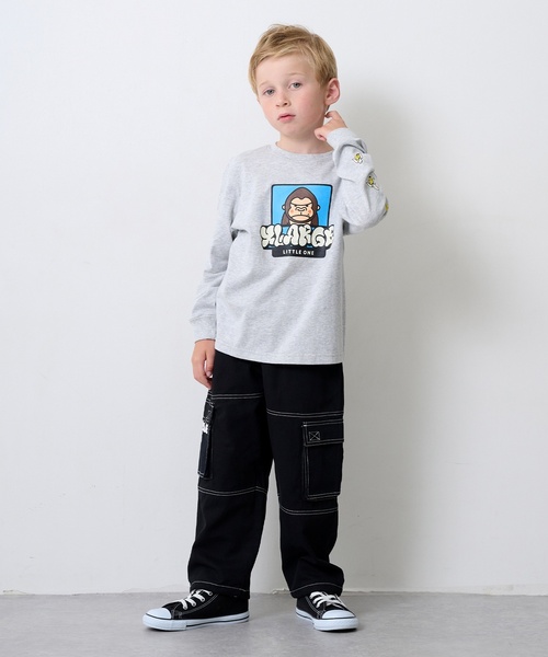 XLARGE KIDS（エクストララージキッズ）の「ファニーゴリラ&グラフィティ蓄光プリント長袖Tシャツ（Tシャツ/カットソー・キッズ・トップグレー/オレンジ/グリーン・110cm/120cm/130cm/140cm/100cm/80ｃｍ/90cm）」の4枚目の写真