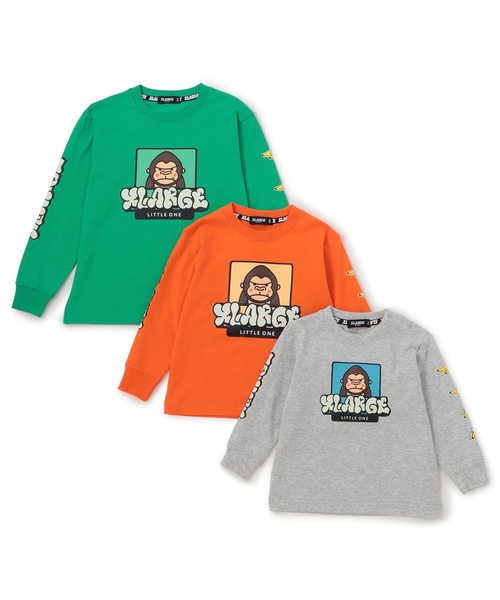 XLARGE KIDS（エクストララージキッズ）の「ファニーゴリラ&グラフィティ蓄光プリント長袖Tシャツ（Tシャツ/カットソー・キッズ・トップグレー/オレンジ/グリーン・110cm/120cm/130cm/140cm/100cm/80ｃｍ/90cm）」の10枚目の写真