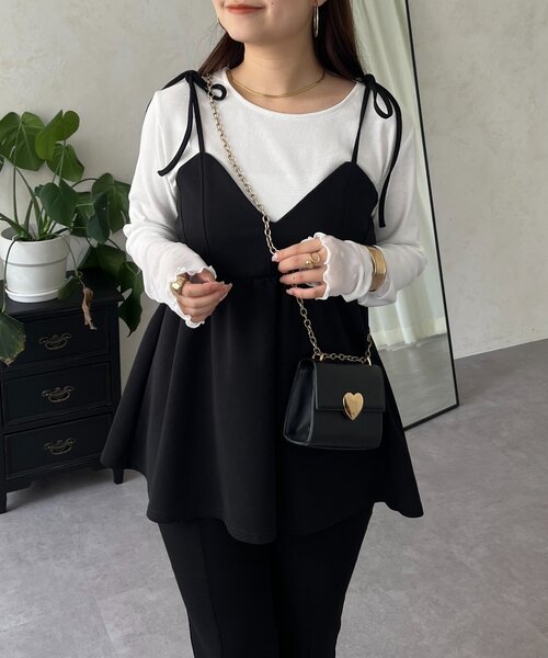 prose verse（プロズヴェール）の「袖シアードットリブロンＴ（Tシャツ/カットソー・レディース・オフホワイト/ブラック・LARGE/MEDIUM）」の3枚目の写真