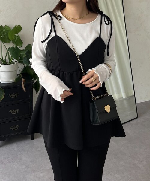 prose verse（プロズヴェール）の「袖シアードットリブロンＴ（Tシャツ/カットソー・レディース・オフホワイト/ブラック・LARGE/MEDIUM）」の5枚目の写真